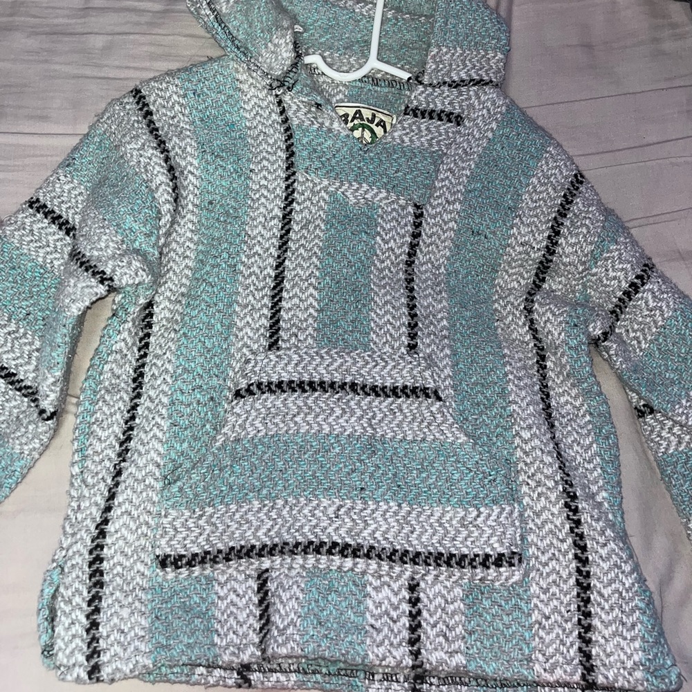 baja joe sweatshirt size small blue and grey